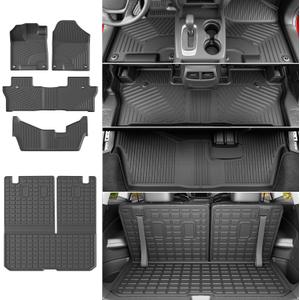 powoq Floor Mats Compatible with 2016-2022 Honda Pilot Cargo Mat Cargo Liner Trunk Mat TPE Replacement for 2016-2022 Honda Pilot Accessories (8 Seats Trunk Mat with Backrest Mats+Floor Mats)