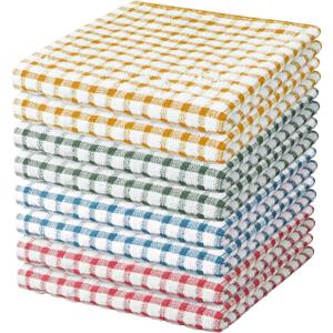 Nialnant 8 Pcs Kitchen Dish Rags,100% Cotton Soft Absorbent Quick Drying Dish Cloths for Kitchen,Washing Dishes,Cleaning rags-11 x 11In (Red+orange+teal+dark Green)