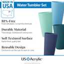 US Acrylic Newport 20-ounce Unbreakable Plastic Stackable Water Tumblers in 4 Coastal Colors | Set of 12 Drinking Cups | Reusable, BPA-free, Made in the USA, Top-rack Dishwasher and Microwave Safe