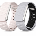 Silicone Sport Band Compatible with Whoop 4.0 Band Strap Men Women, Soft Breathable Sport Adjustable Waterproof Replacement Wristbands Straps for Whoop 4.0 Band - Gray, Starlight (Pack of 2)