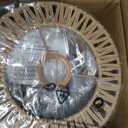 Rattan Ceiling Light, 1 Light Bohemian Modern Woven Flush Mount Ceiling Light, Boho Light Fixture for Bedroom Living Room Dining Room, Gold Finish