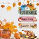 Aurlan Pumpkin Fall Wooden Sign,Autumn Time Decor,Rustic Autumn Wall Plaque,Colorful Pumpkin Wall Hanging,Apple Crisp Maple Leaf Door Hanger,Fall Thanksgiving Wooden Door Decor for Yard Home Room Porch