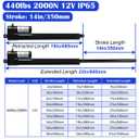 12V 14 inch 2000N Electric Linear Actuator 0.3"/sec High Speed 14" 440lbs Heavy Duty Waterproof IP65 with Mounting Brackets