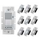 BESTTEN 10 Pack Matte Silver Dimmer Light Switch, Single Pole or 3-Way, Compatible with Dimmable LED, CFL, Incandescent and Halogen Bulb, LED Slide Dimmer Wall Switch, 120VAC, UL Listed