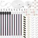 Honoson 5050 4 Pin RGB 10mm LED Strip Connector Kit RGB Extension Cable, LED Strip Jumper, 2 Way RGB Splitter Cable, L, T, Gapless, 4 Pin Male Connectors with Clips