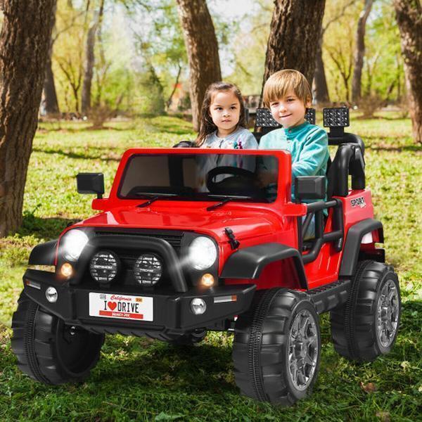 TQ10152US-RE- 12V 2-Seater Ride on Car Truck Toy with Remote Control & Storage Room, Red