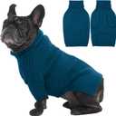 IECOii Dog Sweaters For Medium Dogs Girl Boy,Holiday Knit Doggy Sweatshirt with Sleeve,Turtleneck Thick Warm Dog Sweaters for Winter,Pullover Knitwear for French Bulldog,Boston Terrier(Peacock Blue,L)