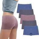 R RUXIA Women's Boyshort Panties Seamless Nylon Underwear Stretch Boxer Briefs 5 Pack 2XL