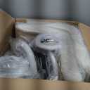 DUMOS Bar Stools Set of 4, 24 inch Counter Height Bar Stools, Upholstered Modern Kitchen Barstools with Metal Base, PU Leather Saddle Stools for Kitchen Island, Snowy White