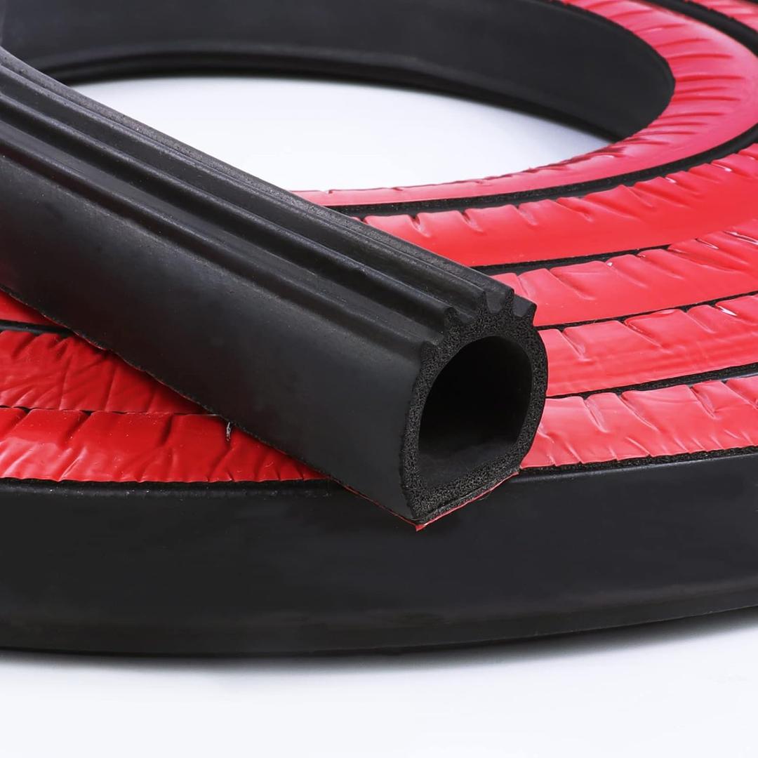 D Shape Door Rubber Seal Strip,1" RV Slide Out Seal Self-Adhesive EPDM Rubber,Heavy Duty Automotive Weather Stripping for Fill Gaps,Apply to Car,Truck,RV,Boat and Home Application (25ft)