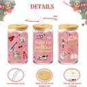 2 x Funny Christmas Glass Cup for Women, 16 oz Glass Cup with Lid and Straw, Coffee Drinking Glass Tumbler Party Supplies, Singer Merch White Elephant Gifts Stocking Stuffers for Girls Sister Daughter