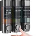 Shampoo and Conditioner Dispenser,Shower Soap Dispenser 3 Chamber No Drill Wall-Mounted Shampoo Dispenser for Shower Wall Mounted Shower Dispenser for Bathroom Hotel Large Capacity,Dark Gray1