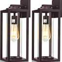 16inch Large Outdoor Wall Lights 2 Packs - Oil Rubbed Bronze Exterior Light Fixture with Clear Glass Shade, Waterproof Porch Lighting for House, Farmhouse Sconces Lantern for Front Door, Garage