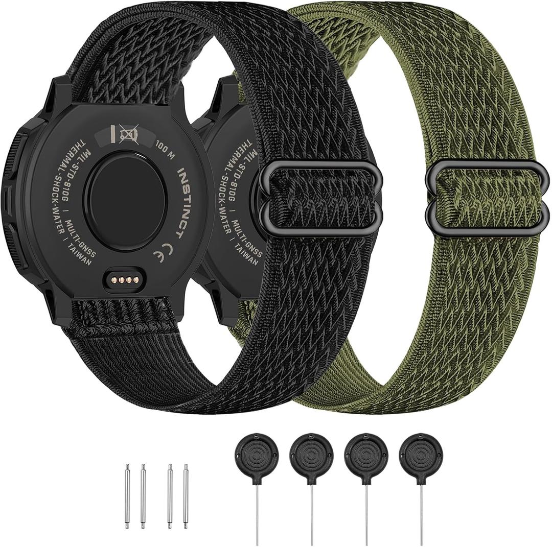 22mm Elastic Nylon Band Compatible with Garmin Instinct 1/2/3 45mm Solar/Forerunner 965 Watch,Soft Breathable Sport Replacement Strap for Fenix 8 47mm/Instinct Esports/Tactical(2 Pack) (Black-ArmyGreen) 22mm Elastic Nylon Band Compatible with Garmin Instinct 1/2/3 45mm Solar/Forerunner 965 Watch,Soft Breathable Sport Replacement Strap for Fenix 8 47mm/Instinct Esports/Tactical(2 Pack) (Black-ArmyGreen)
