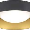 15.5 Inch LED Flush Mount Ceiling Light Fixture, 26W, Super Bright 1800 Lumen, 3 Color 3000K/4000K/5000K, Matt Black with Gold Inside, Dimmable Ceiling Lamp for Bedroom Hallway Bathroom Outdoor