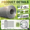 HIHADUUM 8'' x 20' Hardware Cloth 1/4 inch 23 Gauge, Hot-dip Galvanized After Welding, Chicken Coop Wire Fence Wire Mesh Screen, Rabbit/Snake Fences, Netting Wire Cloth Galvanized Wire Mesh Roll