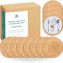 Round Woven Placemats Set of 12, Natural Water Hyacinth Placemats, Wicker Placemats, Braided Straw Rattan Table Mats, Heat Resistant Non-Slip for Kitchen, Dining and Home Decor (11.8")