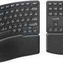ProtoArc Ergonomic Keyboard Mouse, EKM04 2.4GHz Wireless Ergo Keyboard Mouse Combo, Separate Numeric Keypad, Split Design, Wrist Rest, Rechargeable, for Windows, Desktop, PC, Laptop (Black)