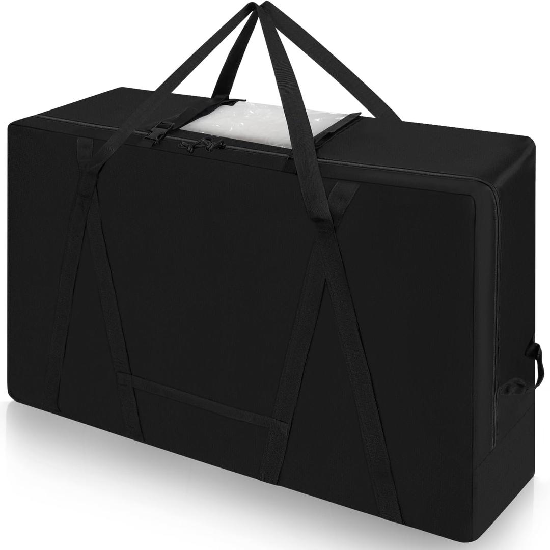 Folding Mattress Storage Bag,Trifold Memory Foam Mattress Carry Case,Portable Heavy Duty Mattress Moving Bag for Tri-Fold Guest Bed Mattress 4" Full Mattress (Black)