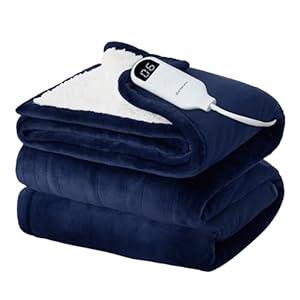 Bedsure Electric Blanket Full Size - Soft Flannel Heated Blanket, Fast Heating with 10 Time Settings & 6 Heat Settings, Warm Gift for Grandma (72x84 inches, Pageant Blue)