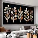 QSQ Modern Black Bohemian Feather Abstract Wall Artwork Prints Painting Canvas Art Wall Decor Pictures Painting Aesthetic Wall Decor For Living Room Bedroom Dining Room Home Office Artwork 24" x48"