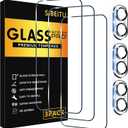 SIBEITU 3 Pack Screen Protector for iPhone 16 with 3 Pack Camera Lens Tempered Glass Protector, 6.1 Inch HD Clear Tempered Glass Film 9H Hardness Full Coverage, Scratch Resistent, No Air Bubbles