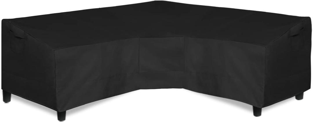 Easy-Going Heavy Duty 600D Patio 100"x100" V-Shaped Sectional Sofa Cover, Waterproof Outdoor Sectional Couch Cover,Lawn Patio Furniture Cover with Air Vent, Black