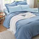 Navy Blue Comforter Set Full Bedding Set, 7 Pieces Soft Bed in a Bag with Comforter, Sheets, Pillowcases & Shams, All Season Boho Full Bed Set