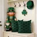 3Sizes 2 Pack 18"*18" St Patricks Day Pillow Covers St Patricks Day Decorations Green Shamrock Soft Plush Faux Fur Jacquard Throw Pillows for Bedroom Sofa Holiday Festivals Home Decor