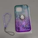 NGB Designed for iPhone 14 Pro-Max Case, Aqua/Purple | Glitter Liquid Sparkle Cute Cover for Women Girls Kids | with Tempered Glass Screen Protector & Ring Holder & Wrist Strap