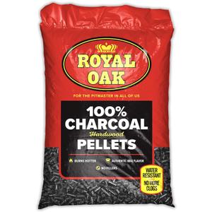 Royal Oak 100 Percent Charcoal Hardwood Pellets for Real BBQ Flavor, Grilling, High Heat, Resists Water, Easy to Clean, 30 Pound Bag