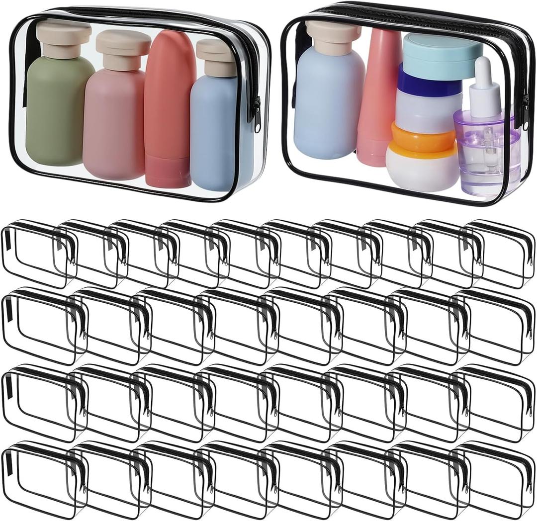 36 PCS Clear Makeup Bags Travel Toiletry Bags with Zipper Waterproof PVC Cosmetic Pouches Portable Transparent Organizer Cases for Women Men Transparent