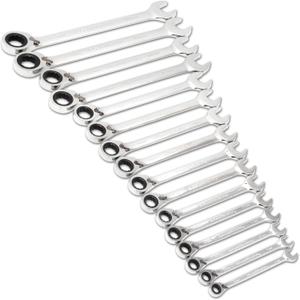 GEAWRENCH 16 Pc. Reversible Ratcheting Combination Wrench Set, Metric - 9602N