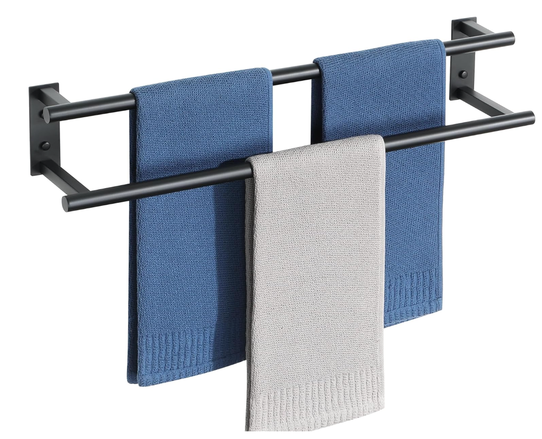 Alise Bath Double Towel Bars Towel Racks for Bathroom,28 Inch Wall Mount Towel Holder Heavy Duty SUS304 Stainless Steel Towel Hanger Towel Rail,Matte Black