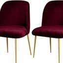 2 Pack Velvet Dining Room Chair Slipcovers Washable Removable Stretch Short Back Armless Curved Chair Protector for Home Decor Living Room (Wine)