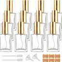 12 Pack 1 oz Clear Square Glass Perfume Spray Bottle, 30ml /1 oz Fine Mist Atomizer Spray Bottles Refillable, for Perfume, Essential Oil and Liqui (A/Clear)