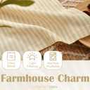jinchan Striped Linen Kitchen Curtains 36 Inches Length Tier Curtains Farmhouse Modern Cafe Style Small Window Treatments Airy Light Filtering Rod Pocket for Living Room Bathroom 2 Panels Beige