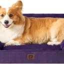 EHEYCIGA Orthopedic Dog Beds for Large Dogs, Waterproof Memory Foam Large Pet Bed with Sides, Non-Slip Bottom and Egg-Crate Foam Dog Couch Bed with Washable Removable Cover, Purple (35.0"L x 22.0"W x 6.5"Th)
