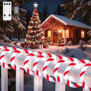HELESIN 101FT 620LED Candy Canes Rope Lights with 8 Lighting Modes, Candy Cane Christmas Lights Waterproof Christmas Lights Decoration for Party Garden Yard Halloween Holiday Tree Decoration (Red White)