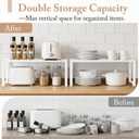 Extendable Metal Wire Shelf Organizer - Adjustable 15-24.4in Length, Stackable Storage Rack for Kitchen/Pantry/Bathroom/Shoe Cabinet/Tool Closet (1, White)