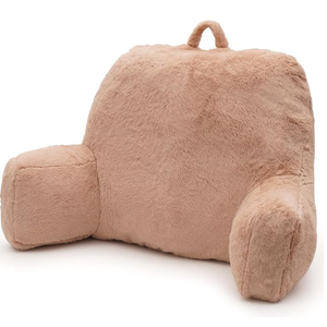 Reading Pillow Large Bed Pillow, Backrest Pillow with Arms, Back Support Pillow for Sitting Up in Bed, Couch for Lounging Bedrest, Camel