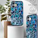 Compatible for iPhone 16 Plus Case Cute with Card Holder Shockproof Slim Slot Phone Wallet Cover for Women/Blue Butterflies Bright Animals Beautiful Theme Ornament