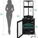 YITAHOME Corner Wine Cabinet with Power Outlets & LED Lights, Corner Bar Cabinet with Glass Holder, Liquor Bar Rack Cabinet for Living Room, Dining Room, Kitchen, Metal Black, 15.7" W x 11.8" D x 62.2" H