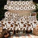 Highland Cow Decorations, 142Pcs Cow Print Plates and Napkins Party Supplies, Brown Cow Birthday Party Decorations Tableware Cups Tablecloth for Cow Baby Shower Farm Cowboy Theme Party