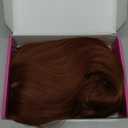 Esmee 26 Inches Long Dark Auburn Wig with Bangs Slightly Curly Hair Ends Natural Synthetic Hair Straight Wigs for Women Daily Party Cosplay Wear