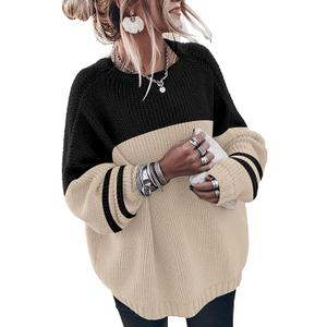 Oversized Sweaters for Women Trendy Chunky Batwing Long Sleeve Casual Crewneck Ribbed Pullover Tunic Sweater L