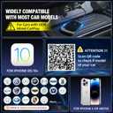 EZHAUS Wireless CarPlay Adapter, 2025 Upgraded Plug & Play Convert Wired to Wireless for iPhone, Low Latency Car Play Adapter Wired CarPlay to Wireless, Mini Car Play Dongle for iOS 10+(Black Gray)