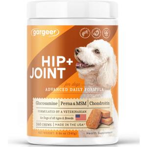 2 x Gargeer Hip & Joint Mobility Health Supplement. Rich with Natural Glucosamine, MSM and Green Lipped Mussel. Vet Created - For All Dog Breeds & Ages. 160 Duck Flavor Soft Chews