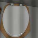 Mayfair Linden Slow Close Toilet Seat, Non Slip Heavy Duty Wood, Easy Install, Elongated, White
