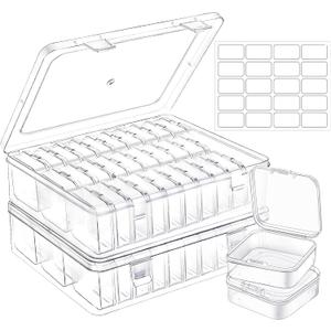 Bead Organizer Box, 62 Pcs Small Bead Storage Containers Mini Clear Bead Storage Boxes with Hinged Lids for Craft and Jewelry Making